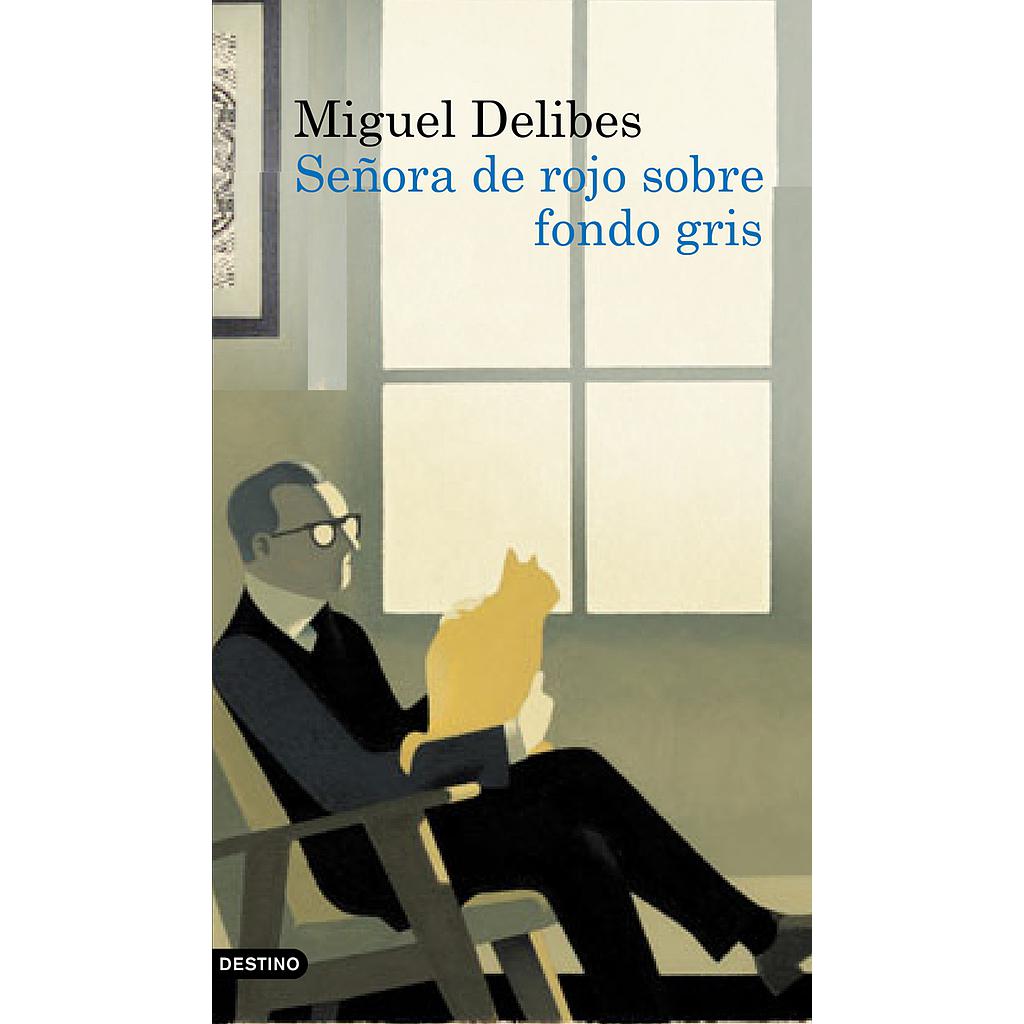 Señora de rojo sobre fondo gris