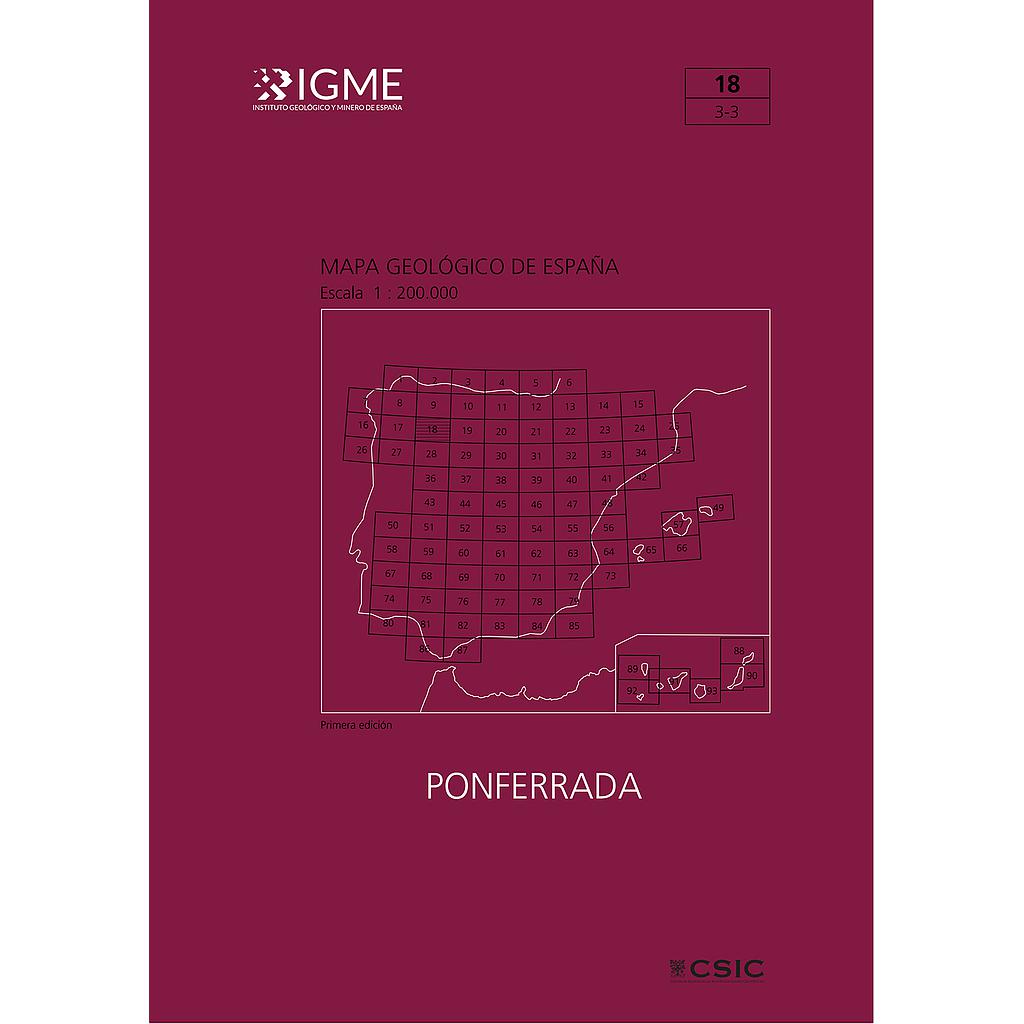 Mapa geológico de España, escala 1:200.000 : Ponferrada, hoja 18, 3-3