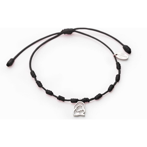 [KER-009-1/N] Pulsera decenario Virgen El Kerigma Plata cordón negro