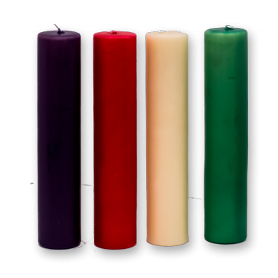 [8437001174553] Juego 4 velas Adviento 5x20 cm. Colores