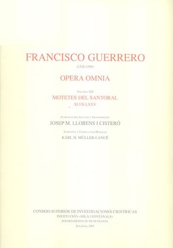 [10979] Opera omnia. Tomo XIII. Motetes del santoral XLVII-LXXV