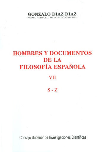 [10882] Hombres y documentos de la filosofía española. Vol. VII (S-Z)