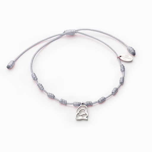 [KER-009-1/G] Pulsera decenario Virgen El Kerigma Plata cordón gris