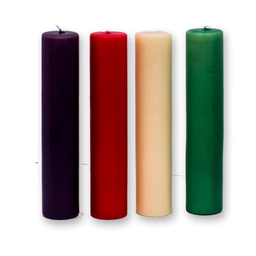[8437023310120] Juego 4 velas Adviento 7x25 cm colores